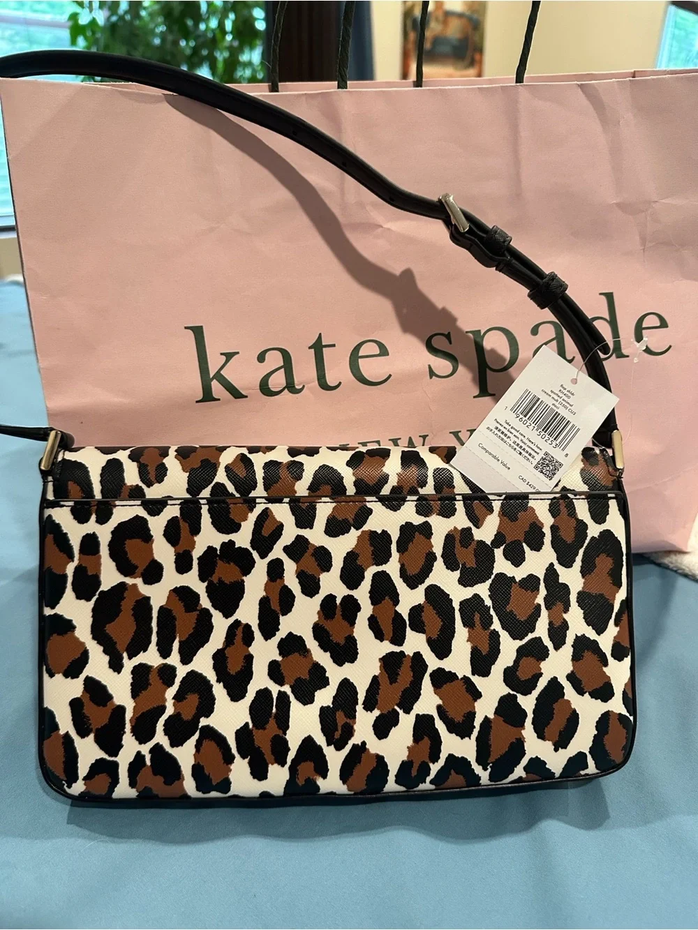 kate spade Staci Leopard-Print Shoulder Bag in Brown/Black/Cream